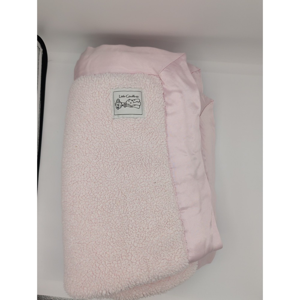 Little Giraffe Pink Baby Blanket Satin Edge 35x29 Chenille Security Lovie Luvie